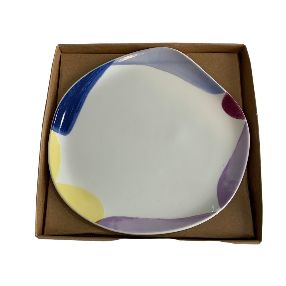 Fringe Studio‎ Canv Blue Edge Abstract Design Trinket Tray Catch All Dish Plate.